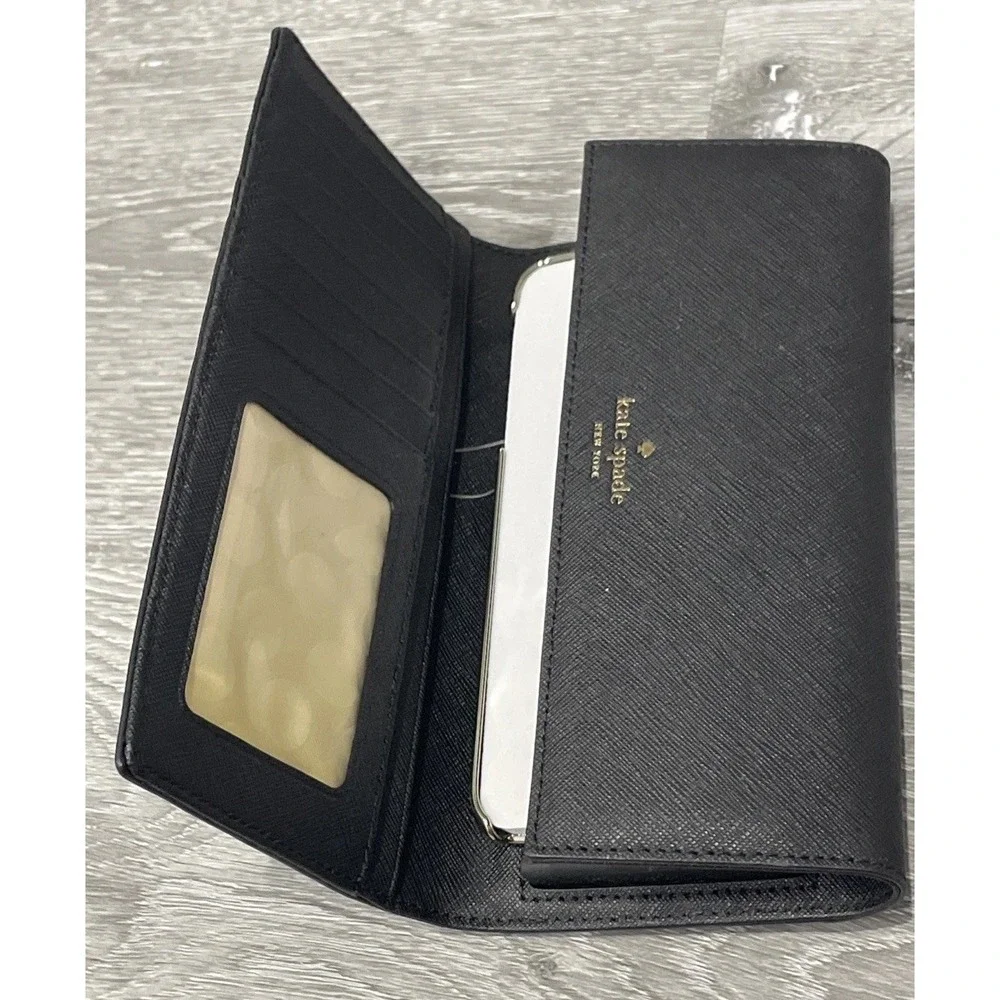 Kate Spade Leather Wallet Black With Phone‎ Holder NWOT